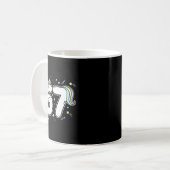 67 Einhorn Six Seven 6-7 Meme Kaffeetasse (Vorderseite Links)