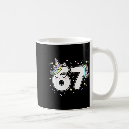 67 Einhorn Six Seven 6-7 Meme Kaffeetasse (Rechts)