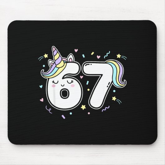 67 Einhorn Six Seven 6-7 Meme Mousepad (Vorne)