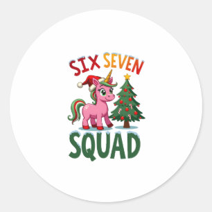 67 Einhorn Weihnachten Dabbing für Mädchen Kinder  Runder Aufkleber