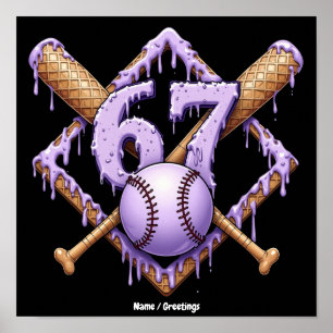 67 Eis-Drip-Baseball-Meme Lustiges Retro-Sport Poster