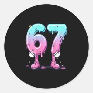 67 Eis Drip (ck) Six Seven Meme für Gen Alph Runder Aufkleber