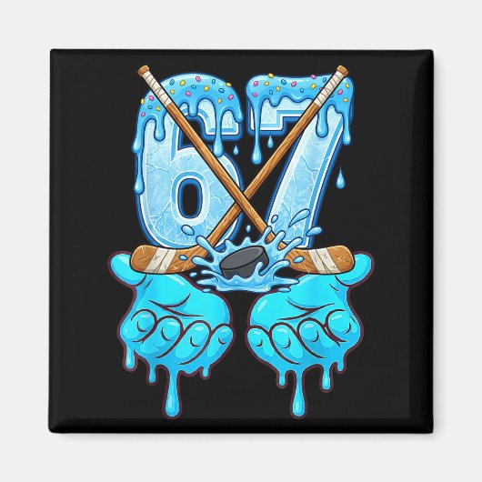 67 Eis-Drip-Hockey Gen Alpha-Slang Six Seven Magnet (Vorne)