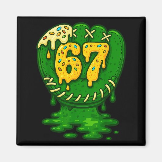 67 Eis Drip Lustig Sechs Sieben Baseball Magnet (Vorne)