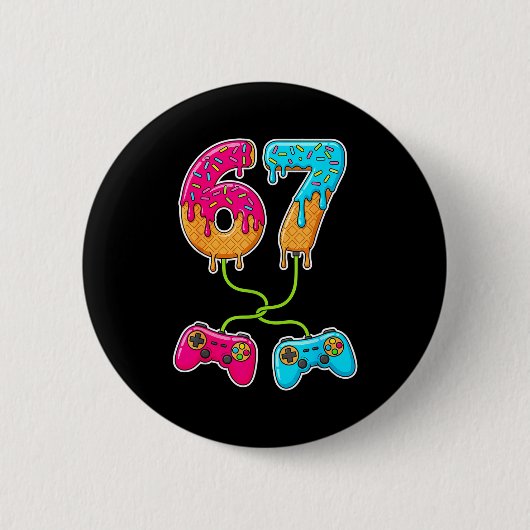 67 Eis-Drip-Meme-Gamer Sechs Sieben Gen Alpha S Button (Vorderseite)