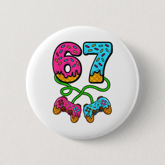 67 Eis-Drip-Meme-Gamer Six Seven Gen Alpha S Button (Vorderseite)