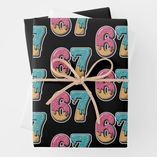 67 Eis-Drip-Meme Lustig Six Seven Gen Alpha Geschenkpapier Set (Beispiel)