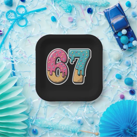 67 Eis-Drip-Meme Lustig Six Seven Gen Alpha Pappteller (Party)