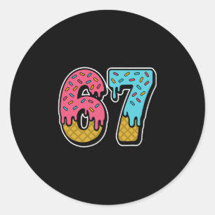 67 Eis-Drip-Meme Lustig Six Seven Gen Alpha S Runder Aufkleber