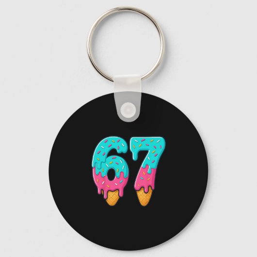 67 Eis-Drip-Meme Lustig Six Seven Gen Alpha S Schlüsselanhänger (Vorderseite)