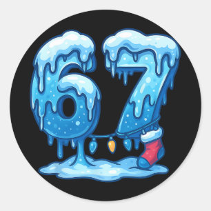 67 Eis-Drip-Meme Six Seven Gen Alpha Slang C Runder Aufkleber