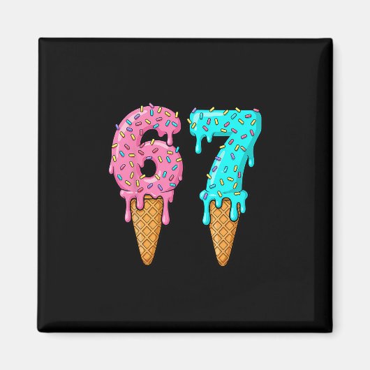 67 Eis-Drip-Meme Six Seven Gen Alpha-Slang Magnet (Vorne)
