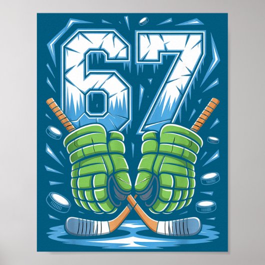67 Eis-Drip-Meme Six Seven Gen Alpha-Slang Poster (Vorne)