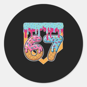 67 Eis-Drip-Meme Six Seven Gen Alpha-Slang Runder Aufkleber