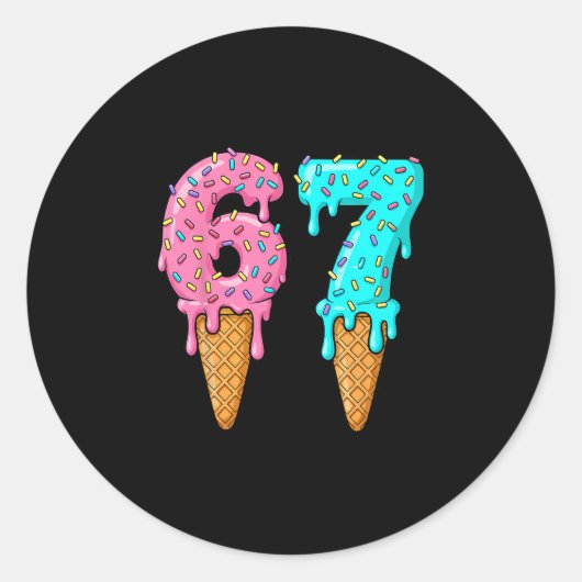 67 Eis-Drip-Meme Six Seven Gen-Alpha-Slang Runder Aufkleber (Vorderseite)