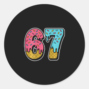 67 Eis-Drip-Meme Six Seven Gen Alpha Slang ( Runder Aufkleber