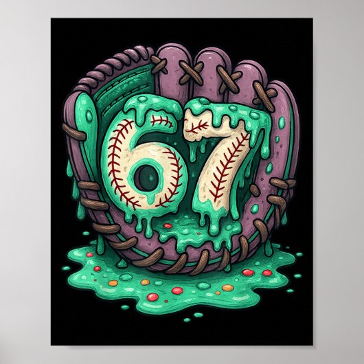 67 Eis-Tropf Lustig Sechs Sieben Baseball  Poster (Vorne)