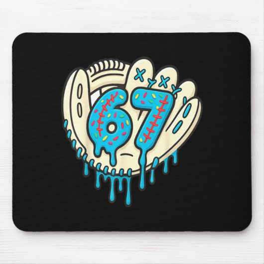 67 Eis tropft Lustig sechs sieben Baseball Mousepad (Vorne)