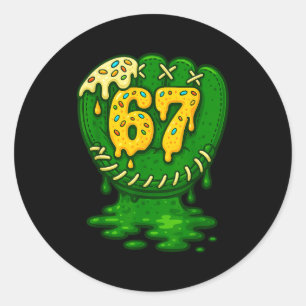 67 Eis tropft Lustiger Six Seven Baseball  Runder Aufkleber