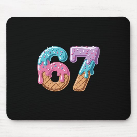 67 Eis tropft Lustiges Sechs Sieben Meme Nummer 6 Mousepad (Vorne)