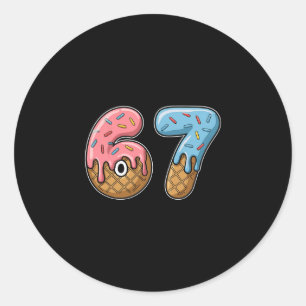 67 Eiscreme 67 Meme Lustig Six Seven Gen Alpha Män Runder Aufkleber