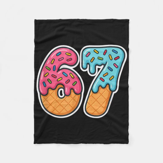 67 Eiscreme Meme Drip Six Seven Slang Gen Alpha Fleecedecke (Vorderseite)