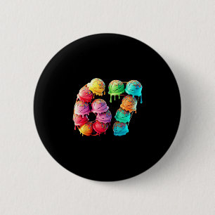 67 Eiscreme-Schöpf-Tropfen-Nummer Bunte Sport-Stil Button