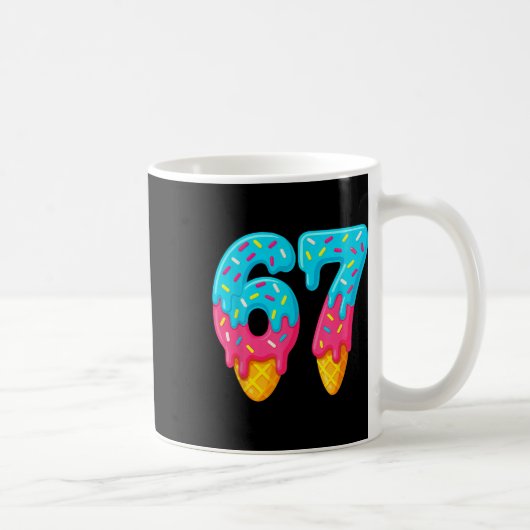 67 Eiscreme-Tropf-Meme Lustig Six Seven Gen Alpha Kaffeetasse (Rechts)
