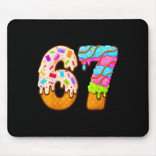 67 Eiscreme-Tropf-Meme Lustig Six Seven Gen Alpha Mousepad (Vorne)
