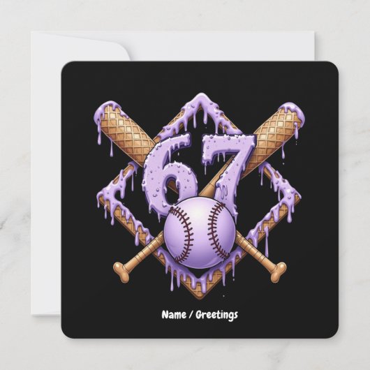 67 Eiscreme Tropfen Baseball Meme Funny Retro Spor Einladung (Vorderseite)