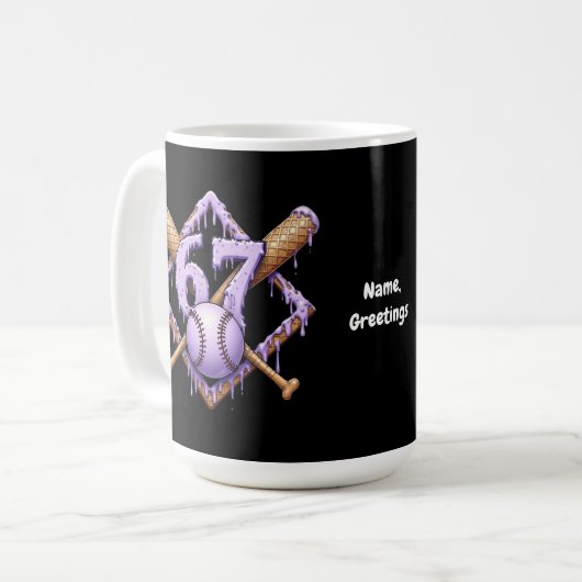67 Eiscreme Tropfen Baseball Meme Funny Retro Spor Kaffeetasse (Vorderseite Links)