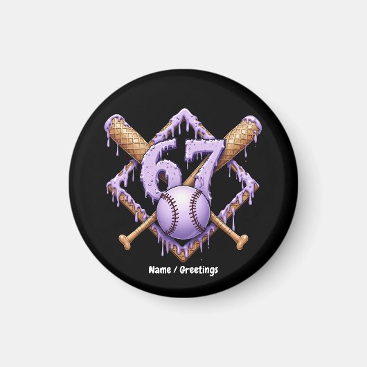 67 Eiscreme Tropfen Baseball Meme Funny Retro Spor Magnet (Vorne)