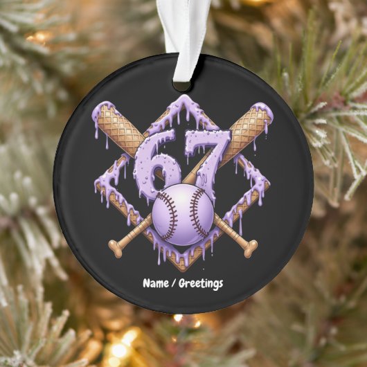 67 Eiscreme Tropfen Baseball Meme Funny Retro Spor Ornament (Baum)