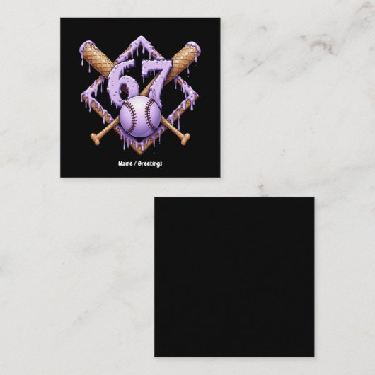 67 Eiscreme Tropfen Baseball Meme Funny Retro Spor Quadratische Visitenkarte (Vorne/Hinten)