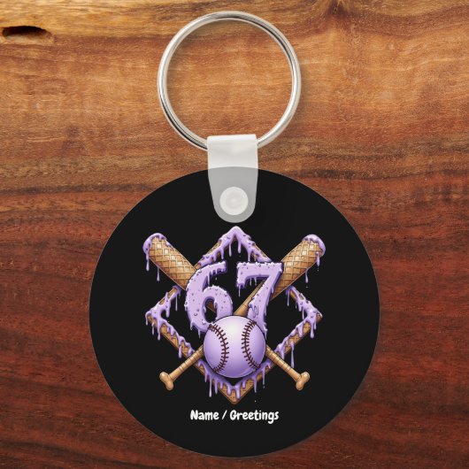 67 Eiscreme Tropfen Baseball Meme Funny Retro Spor Schlüsselanhänger (Vorderseite)