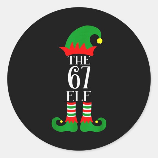 67 Elf Weihnachtskostüm Pyjama 67 Meme Gen Alpha  Runder Aufkleber (Vorderseite)