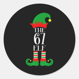 67 Elf Weihnachtskostüm Pyjama 67 Meme Gen Alpha Runder Aufkleber