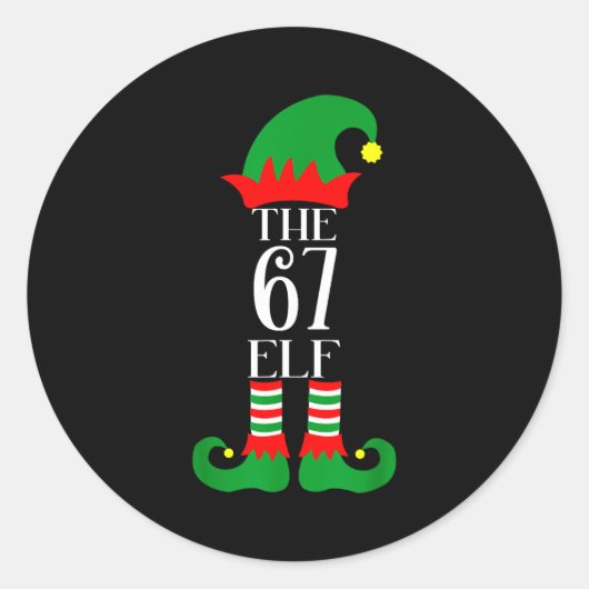 67 Elf Weihnachtskostüm Pyjama 67 Meme Gen Alpha Runder Aufkleber (Vorderseite)