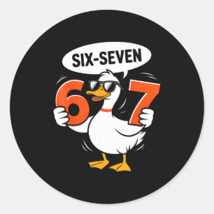 67 Enten Meme Lustig Sechs Sieben Gen Alpha Slang  Runder Aufkleber