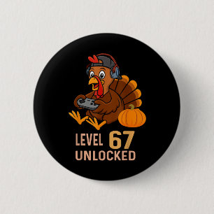 67 Erntedankfest Jungen Truthahn Gamer Six Seven M Button