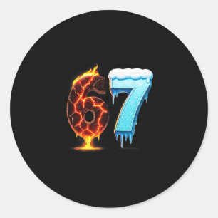 67 Feuer Eis Nummer Sechs Sieben Meme 67 Alpha Sla Runder Aufkleber