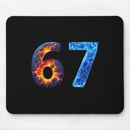 67 Feuer Eis Zahl Lustig Sechs Sieben Meme 6 7 Mousepad (Vorne)