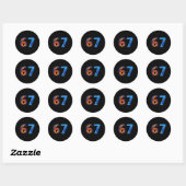 67 Fire Ice Number Funny Six Seven Meme 6 7  Runder Aufkleber (Blatt)