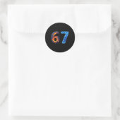 67 Fire Ice Number Funny Six Seven Meme 6 7  Runder Aufkleber (Tasche)