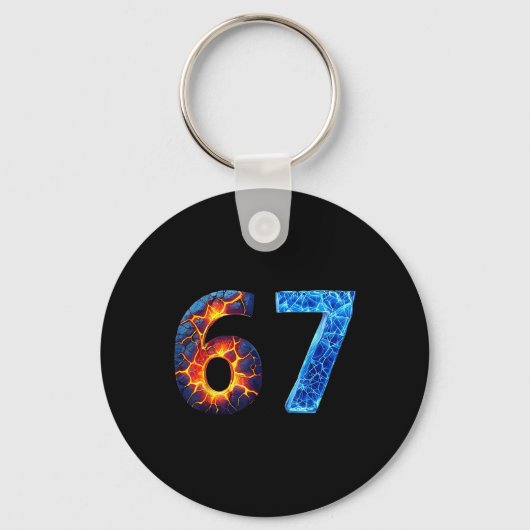 67 Fire Ice Number Funny Six Seven Meme 6 7  Schlüsselanhänger (Vorderseite)