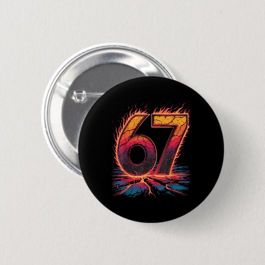 67 Flame Nummer Sechs Sieben Meme 67 Kind Button (Vorne & Hinten)