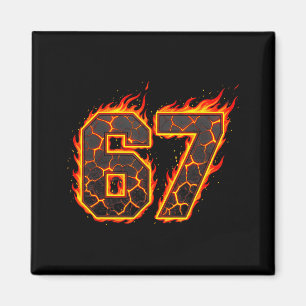 67 Flames Meme Six Seven Feuer Funny Gen Alpha Sla Magnet
