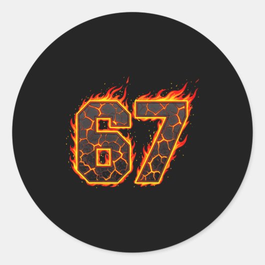 67 Flames Meme Six Seven Feuer Funny Gen Alpha Sla Runder Aufkleber (Vorderseite)
