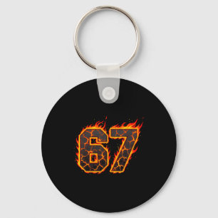 67 Flames Meme Six Seven Feuer Funny Gen Alpha Sla Schlüsselanhänger
