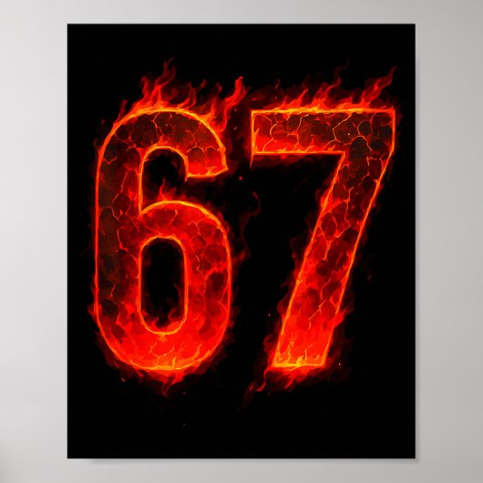 67 Flammenzahl Sechs Sieben Meme 67 Kind Poster (Vorne)